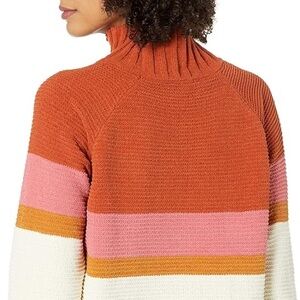 UNIONBAY Colorblock Mock Neck Sweater - Rust Pink Mustard Cream